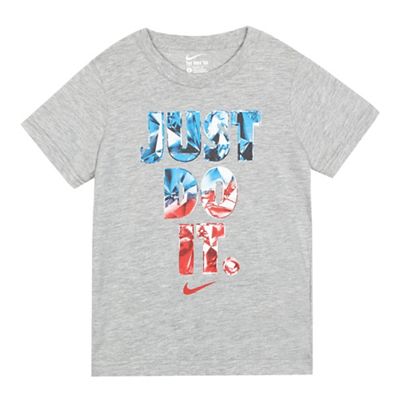 Nike Boys' grey 'Just do it' slogan print t-shirt